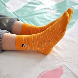 小畫家 3:4 /橘/ 刺繡 襪子 第1張的照片