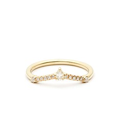 "Nell"White Diamond 14K Yellow Gold Handmade Ring/指節環/婚禮/堆疊戒 第1張的照片