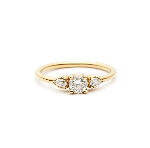 "Paloma"Round Brilliant Cut White Diamond 14K Gold Ring/婚戒結婚 第1張的照片