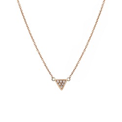 White Diamond Triangle 14k Yellow Gold Handmade Necklace 第1張的照片
