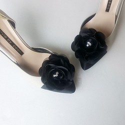 [Creema Limited] Black Shoe Clips Flower Classy~母親節，母親節禮物 第1張的照片