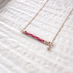 手工編織[Kongougumi_Plaid]necklace／dark red 第1張的照片