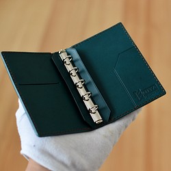 ミネルバリスシオのマイクロ5システム手帳　KRAUSE金具 緑 革 手帳カバー 1枚目の画像