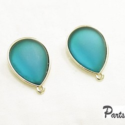 [2件]水滴型啞光彩色耳環[藍色/半透明] [鈦金屬無扣] -mt-1961 第1張的照片
