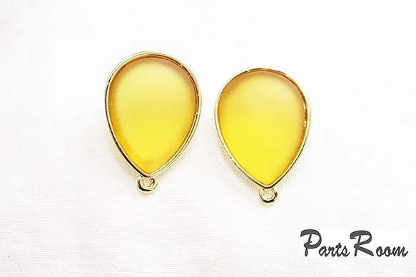 [2件]水滴型啞光彩色耳環[黃色/半透明] [無鈦針扣] -mt-1962 第1張的照片
