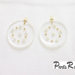 [2件]樹脂圈珍珠透明零件[米色] -mt-2240 第1張的照片