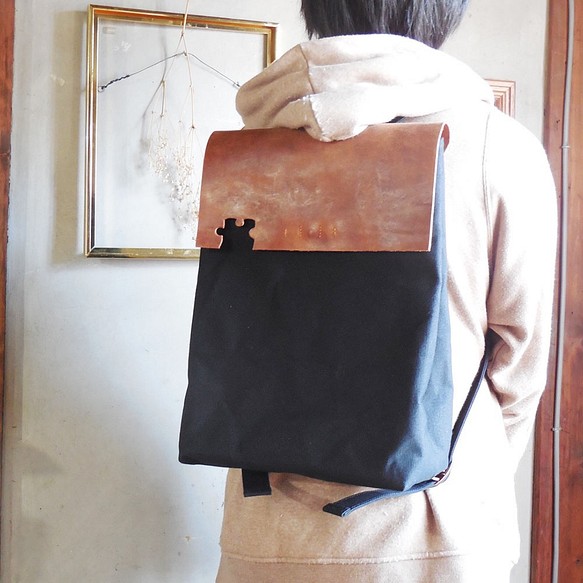 日本製造皮革和帆布拼圖背囊U0101 [puzz] 第1張的照片