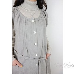 [予約販売]ヨーロッパ亜麻色リネンピンタック羽織りワンピース 1枚目の画像