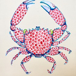 アート「水玉蟹」アクリル画　原画　ｓｍサイズキャンバス (額は別売り） 1枚目の画像