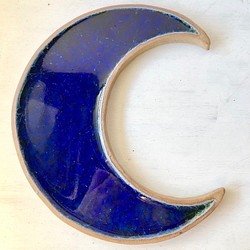 天融地★「ロイヤルブルー月のプレート」陶芸作品　器　1点物 コースター　ディスプレイに 1枚目の画像