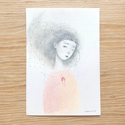 橘紅色的荊棘少女 手繪插畫明信片 第1張的照片