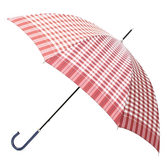 【雨傘】レトロチェック 　ギンガム風チェック：ピンク 1枚目の画像
