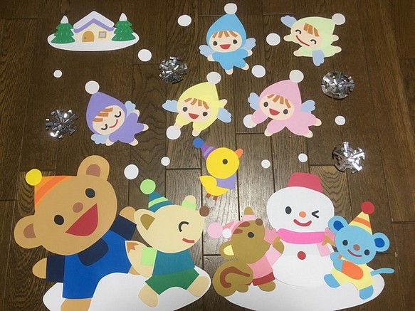 ☆大きな壁面飾り☆わーい 雪だ雪だ！冬 天使 幼稚園保育園病院施設