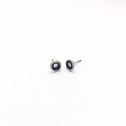 從心出發/純銀珐瑯耳環 /深藍色款 Silver Enamel Earrings 第1張的照片