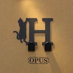 【OPUS東気金属加工】猫がHフックブラック/壁飾りフック/ホームデコレーションラック/ライフストレージ/ハンガー/シェイプフッ 1枚目の画像