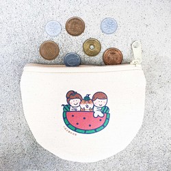 西瓜船の日常 半圓形零錢包 帆布手工印製 (卡夾包) Coin bag 第1張的照片