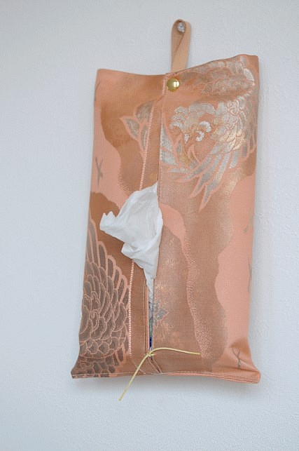 みやびなティッシュボックスカバー02鳳凰サーモンピンク 1枚目の画像