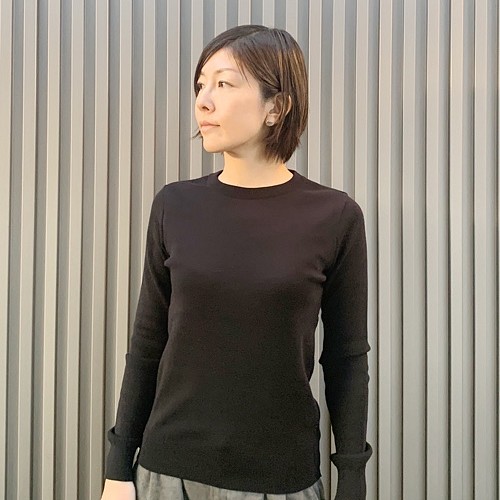 feather cotton®︎クルーネックknit tops / ブラック ニット・セーター