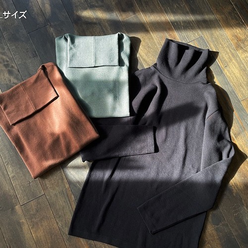 メンズタートルネック knit tops / ブラック / Lサイズ ニット