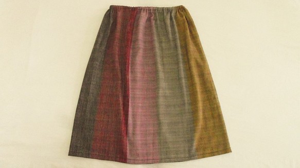 手織り♡虹色筒型スカート 1枚目の画像