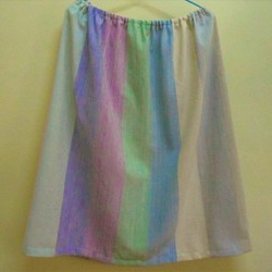手織り♡虹色筒型スカート（白） 1枚目の画像