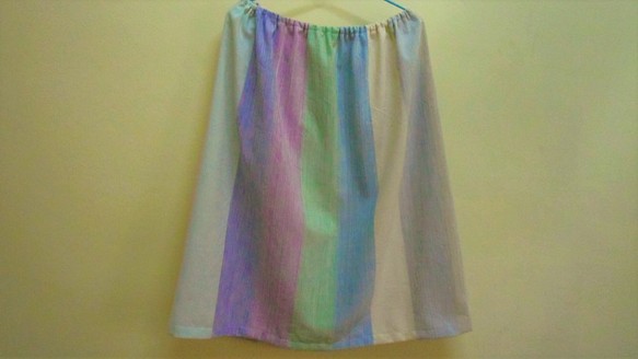 手織り♡虹色筒型スカート（白） 1枚目の画像