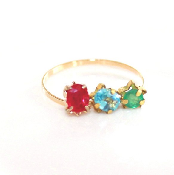 fukai no kirakira - Ruby & Emerald & Apatie Earrings