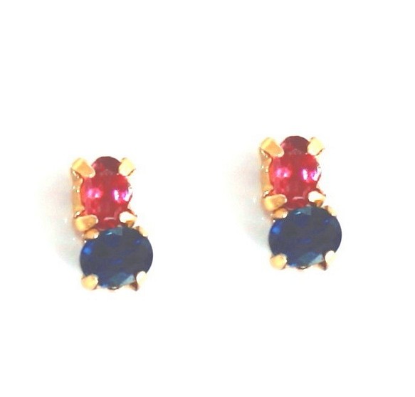 potepo - Rubellite & Blue Sapphire Earrings イヤリング