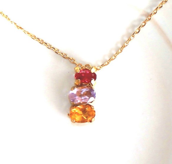 kawaii - Rbellite & Amethyst & Citrine Necklace gstaaddelivery.x10.mx