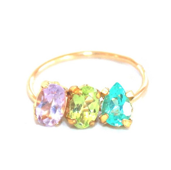 pastel - Amethyst & Peridot & Apatite Ring 指輪・リング guinomi