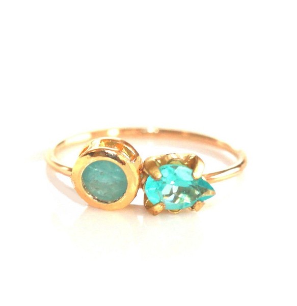 rare green - Paraiba Tourmaline & Grandidierite Ring ネックレス