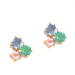 - pink no mori - Pink & Blue Sapphire & Emerald Earrings 1枚目の画像