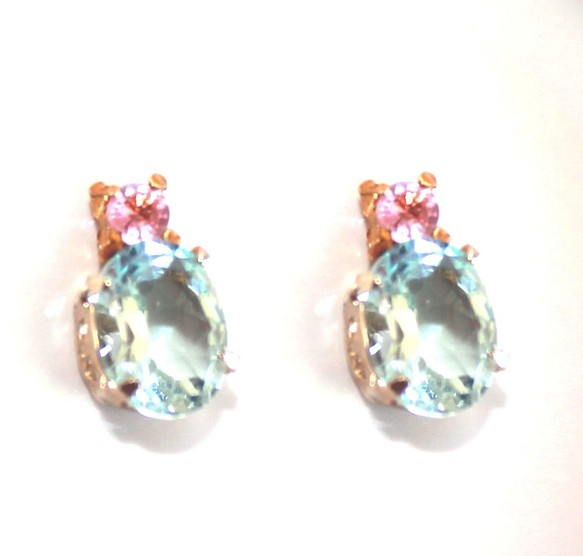 - aqua - Pink Sapphire & Topaz Earrings 1枚目の画像