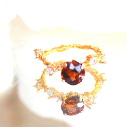 k18 - maligarnet - Orange Garnet & Diamond Ring 1枚目の画像