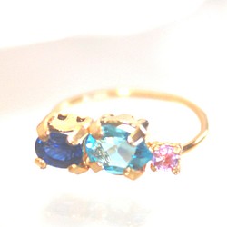 - nouryou - Blue & Pink Sapphire & Blue Topaz Ring 1枚目の画像