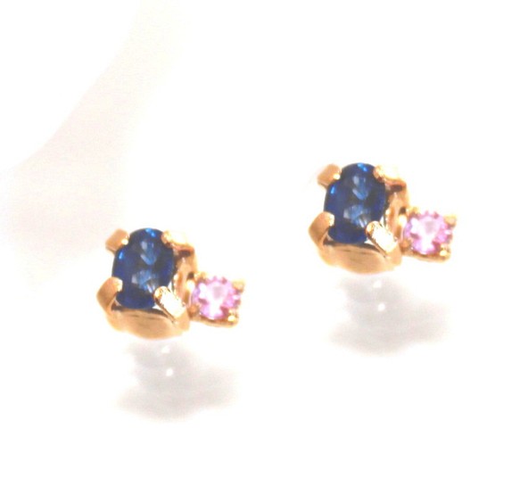 - hime - Pink & Blue Sapphire Earrings 1枚目の画像