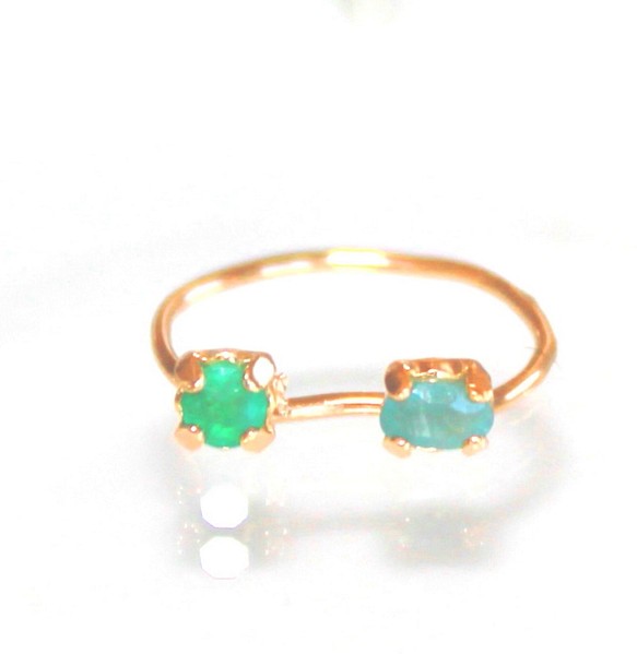 color - Paraiba Tourmaline & Emerald Ring - 指輪・リング