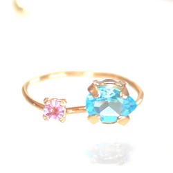 k10 - color - Pink Sapphire & Topaz Ring 1枚目の画像