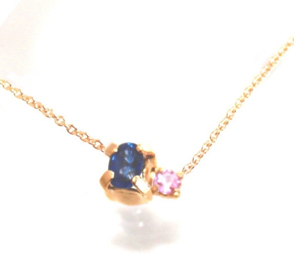 k10- hime - Pink & Blue Sapphire Necklace 1枚目の画像