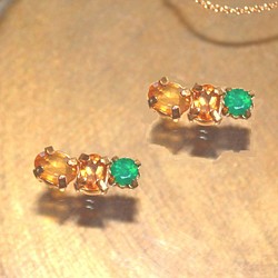 k18gp- golden - Citrine & Yellow Sapphire & Emerald Earrings 1枚目の画像
