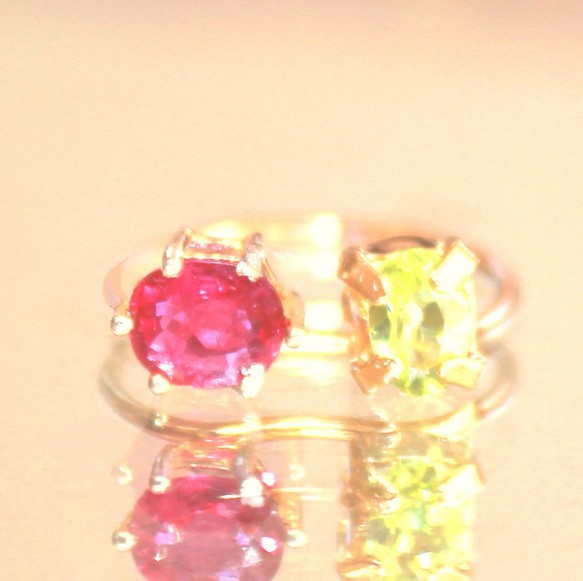 k10 - kutibiru - Ruby & Grossular Garnet Ring 1枚目の画像