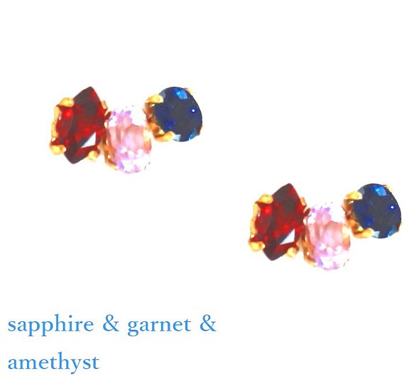 - party - Sapphire & Garnet & Amethyst Earrings/pierce 1枚目の画像