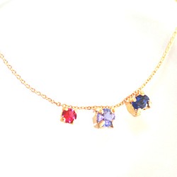 k10 + k18gp- beauty -Tanzanite & Ruby & Sapphire Necklace 1枚目の画像