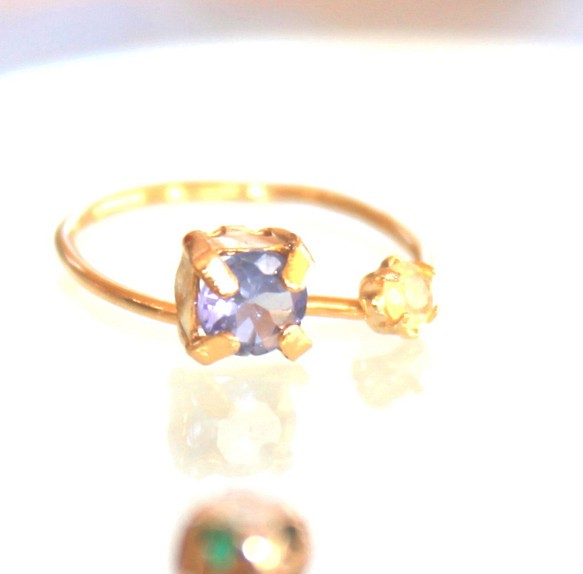 k18gp Tanzanite & Opal Ring 指輪・リング guinomi☆nyaririchan 通販