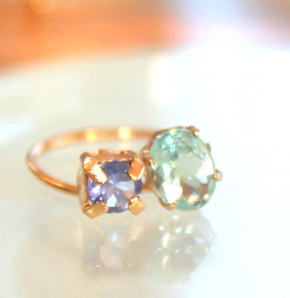 k18gp Tanzanite & Topaz Ring イヤリング・ノンホールピアス guinomi