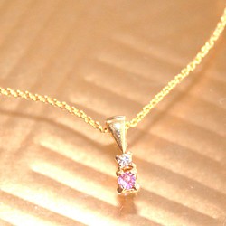 k10 + k18gp Pink Sapphire & Diamond Necklace 1枚目の画像