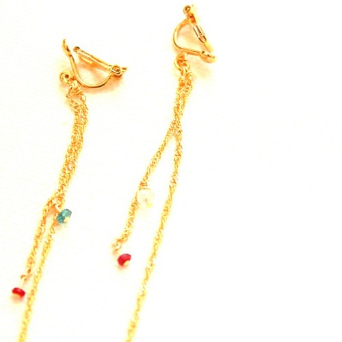 Ruby & Topaz Earrings k18gp & 14kgf ＋ルビーペンダントトップ +