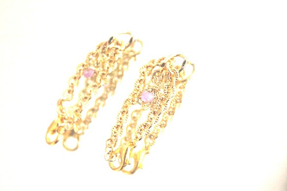 pink sapphire earrings ＋present 1枚目の画像