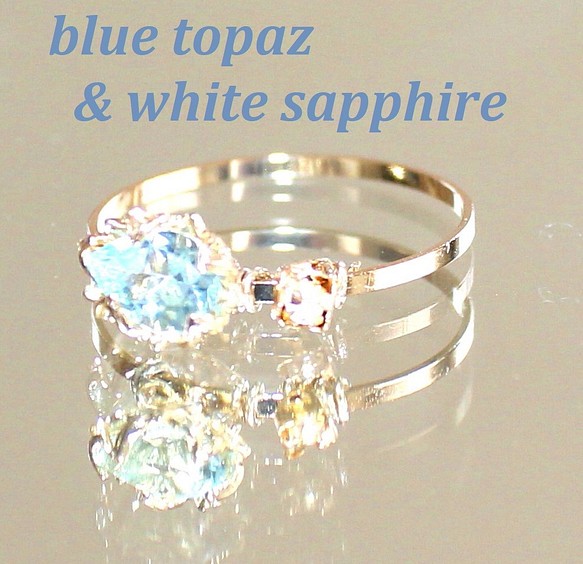 ~SP~ blue topaz & white sapphire ring +ruby 1枚目の画像