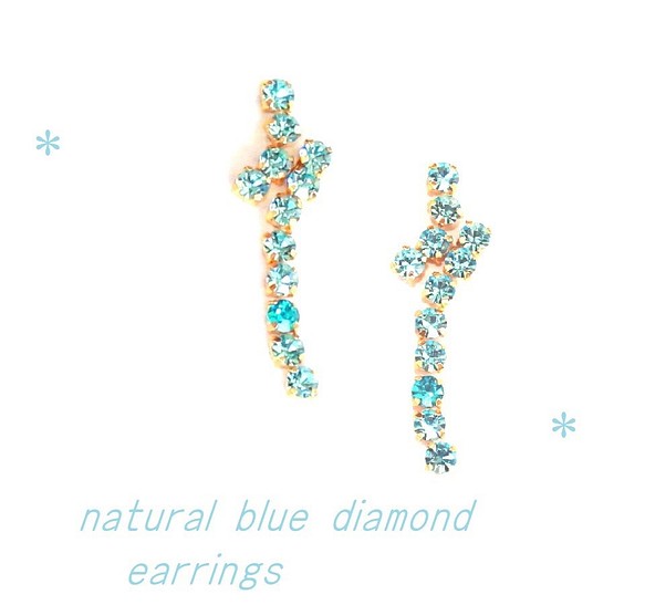 ~okaidoku~ Natural Blue Diamond -k18 or k18WG & Pt earrings- 1枚目の画像
